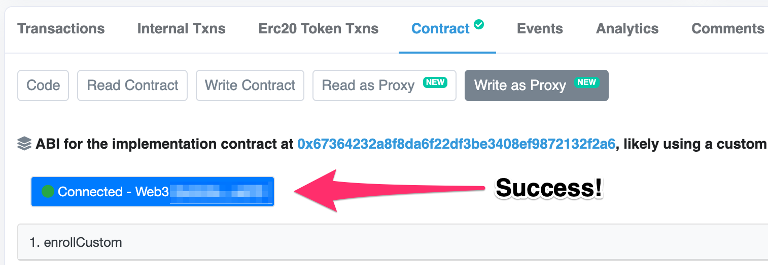Etherscan Connected